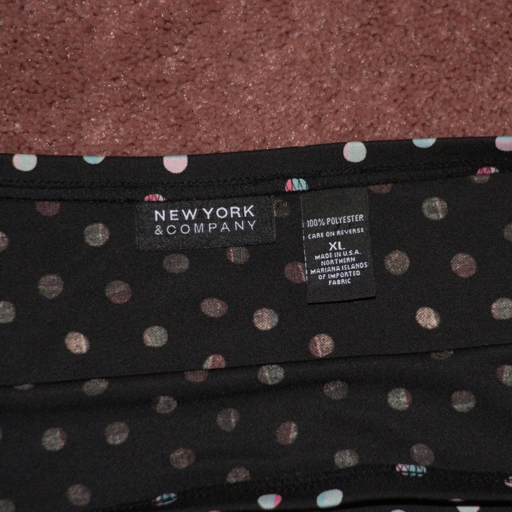 New York & Co. XL black pink blue polka dot skirt - Picture 4 of 5